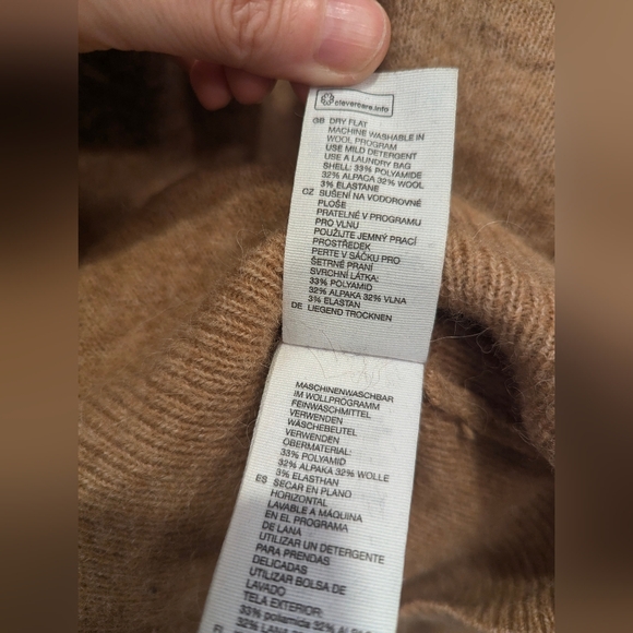 & Other Stories Alpaca Wool Blend Puff Sleeve button Carmel Cardigan sweater S - Picture 10 of 11